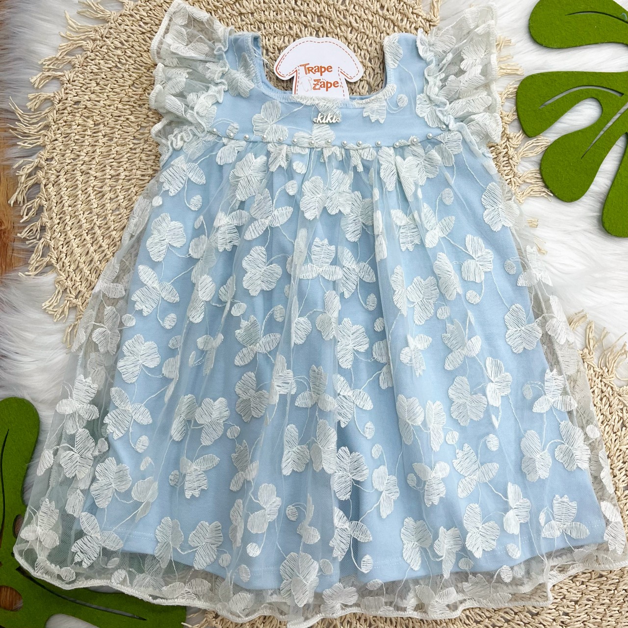 Vestido de Renda e pérolas Azul